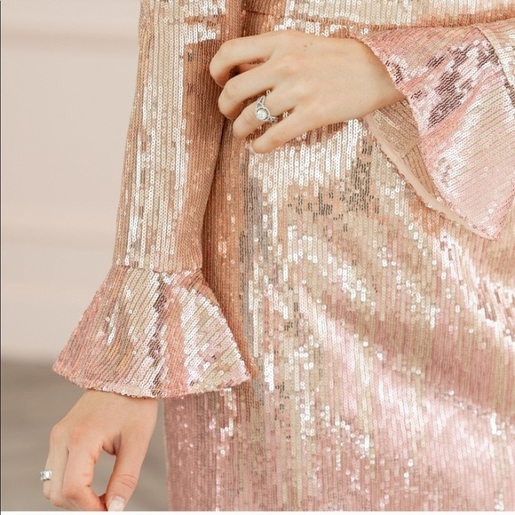 RACHEL PARCELL Sequin Long Sleeve Dress Pink Ombre - Picture 4 of 10